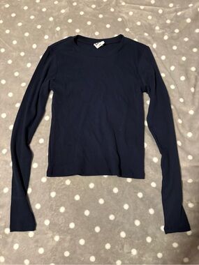 Harlow Navy Long Sleeve Crewneck Top